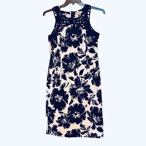 Dress Barn Bodycon Black & White Floral Sleeveless Dress Size 10